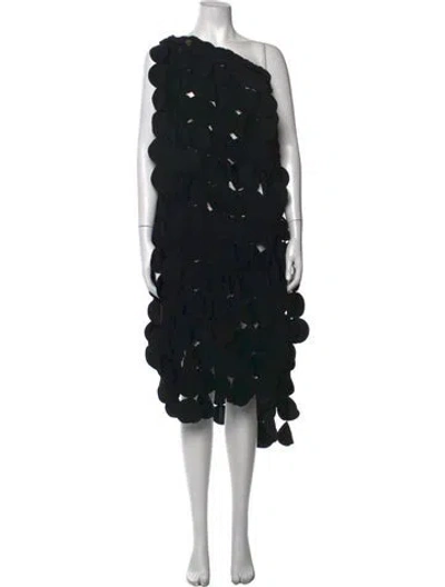 Pre-owned A.w.a.k.e. Patterned Midi Length Dress In Black