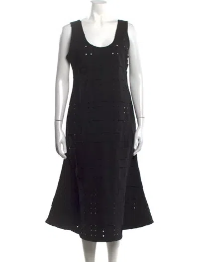 Pre-owned A.w.a.k.e. Patterned Midi Length Dress In Black