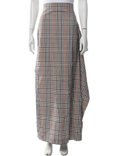 Pre-owned A.w.a.k.e. Plaid Print Long Skirt In Multicolor