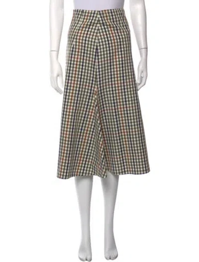 Pre-owned A.w.a.k.e. Plaid Print Midi Length Skirt W/ Tags In Multicolor
