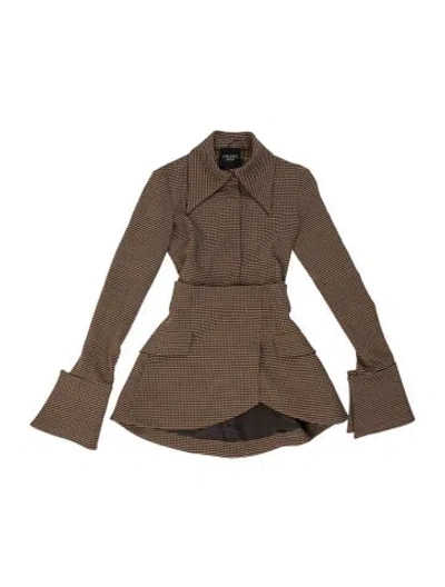 Pre-owned A.w.a.k.e. Plaid Print Mini Dress In Brown