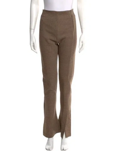 Pre-owned A.w.a.k.e. Plaid Print Wide Leg Pants In Brown