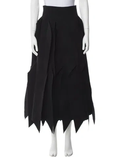 Pre-owned A.w.a.k.e. Pleated Accents Long Skirt In Black