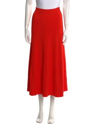 Pre-owned A.w.a.k.e. Pleated Accents Midi Length Skirt In Orange