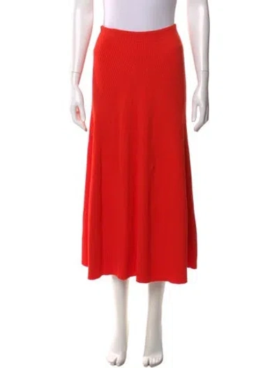 Pre-owned A.w.a.k.e. Pleated Accents Midi Length Skirt In Orange