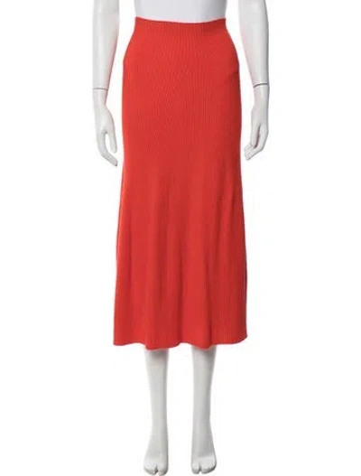 Pre-owned A.w.a.k.e. Pleated Accents Midi Length Skirt In Orange
