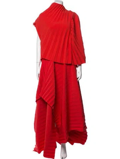 Pre-owned A.w.a.k.e. Pleated Accents Skirt Set In Red