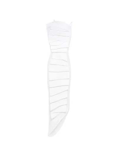 A.w.a.k.e. Pleated Bib-front Midi Dress In Multi