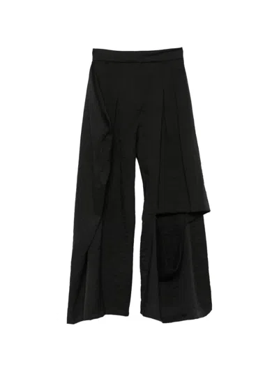 A.w.a.k.e. Pocket Draped Palazzo Pants In Black