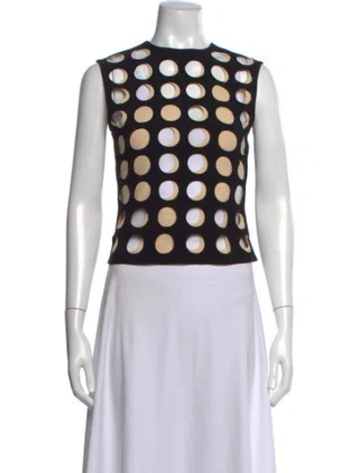 Pre-owned A.w.a.k.e. Polka Dot Print Crew Neck Top In Black