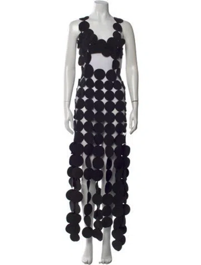 Pre-owned A.w.a.k.e. Polka Dot Print Long Dress In Black