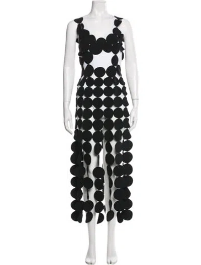 Pre-owned A.w.a.k.e. Polka Dot Print Long Dress In Black