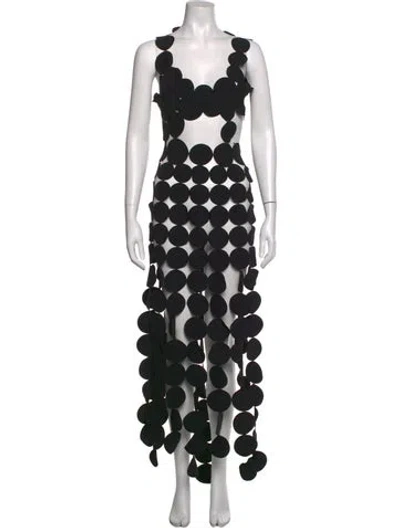 Pre-owned A.w.a.k.e. Polka Dot Print Long Dress In Black