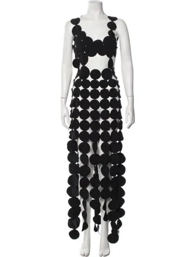 Pre-owned A.w.a.k.e. Polka Dot Print Long Dress In Black