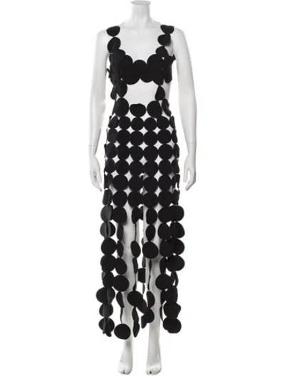 Pre-owned A.w.a.k.e. Polka Dot Print Long Dress In Black