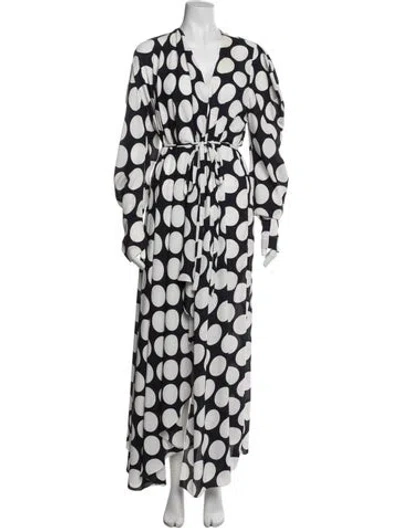 Pre-owned A.w.a.k.e. Polka Dot Print Long Dress In White