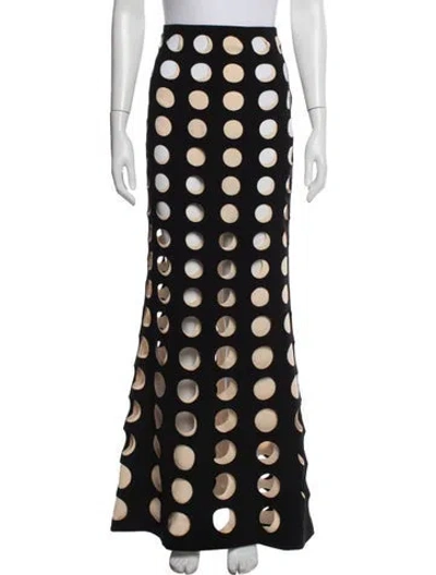 Pre-owned A.w.a.k.e. Polka Dot Print Long Skirt In Black