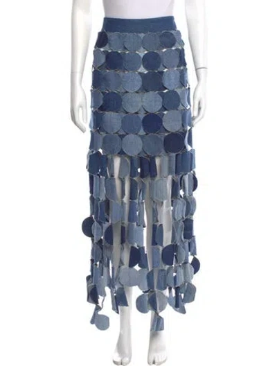 Pre-owned A.w.a.k.e. Polka Dot Print Long Skirt In Blue