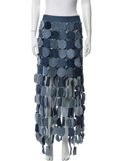 Pre-owned A.w.a.k.e. Polka Dot Print Long Skirt In Blue