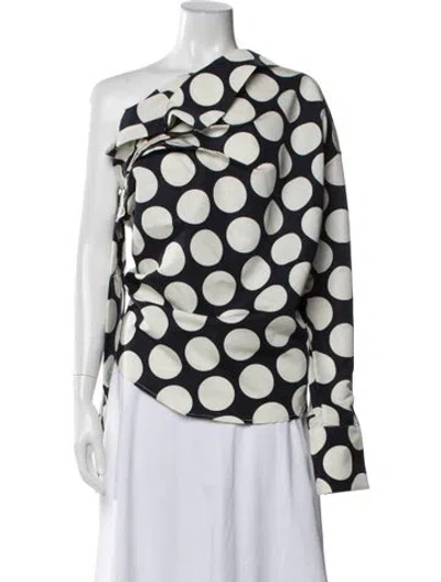 Pre-owned A.w.a.k.e. Polka Dot Print One-shoulder Top W/ Tags In Multi