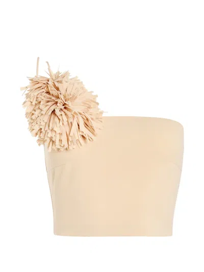 A.w.a.k.e. Pom-pom-embellished Top In Neutral
