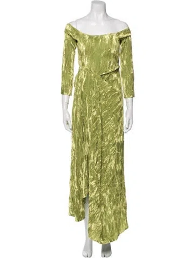 Pre-owned A.w.a.k.e. Printed Long Dress W/ Tags In Green