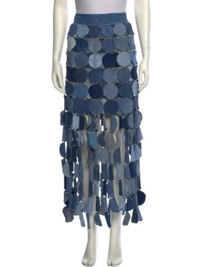 Pre-owned A.w.a.k.e. Printed Midi Length Skirt In Blue