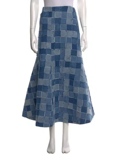 Pre-owned A.w.a.k.e. Printed Midi Length Skirt W/ Tags In Blue