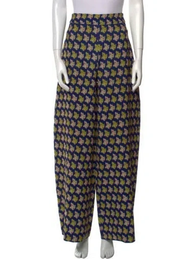 Pre-owned A.w.a.k.e. Printed Wide Leg Pants In Blue