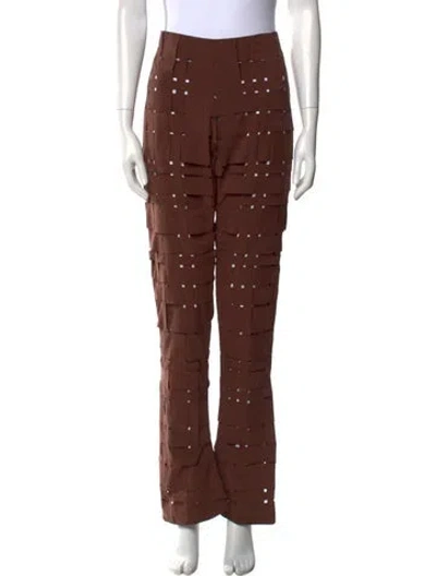 Pre-owned A.w.a.k.e. Printed Wide Leg Pants In Brown
