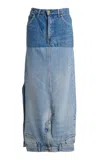 A.w.a.k.e. Recycled Denim Mirror Effect Midi Skirt In Blue