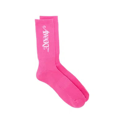 Awake Ribbed Logo Socks In Pink