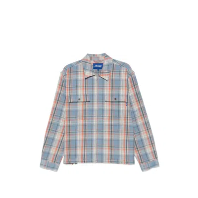 Awake Rivington Checked Zip Shirt In Gray