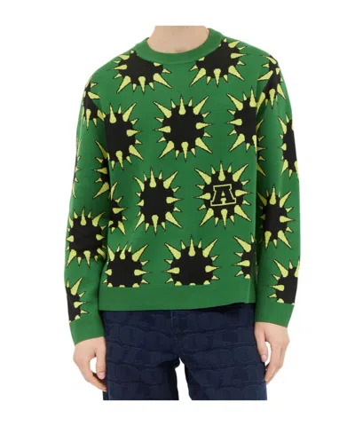 Awake Round Neck Sweater In Green