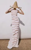 A.w.a.k.e. Ruched Bib-front Maxi Dress In Pink