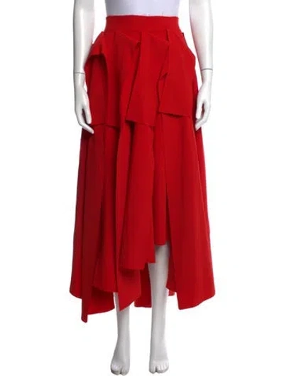 Pre-owned A.w.a.k.e. Ruffle Embellishment Long Skirt In Red