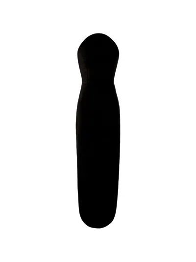 A.w.a.k.e. Ruffled Strapless Maxi Dress In Black