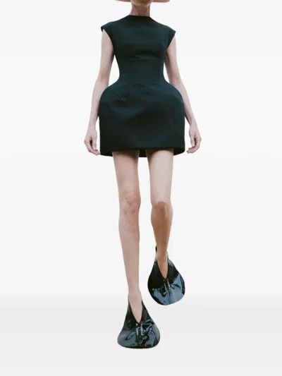 A.w.a.k.e. Sculpted Mini Dress In Green