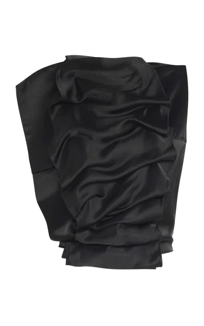 A.w.a.k.e. Sculptural Bib-front Open-back Top In Black