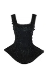 A.w.a.k.e. Silk-blend Basque Ballerina Top In Black