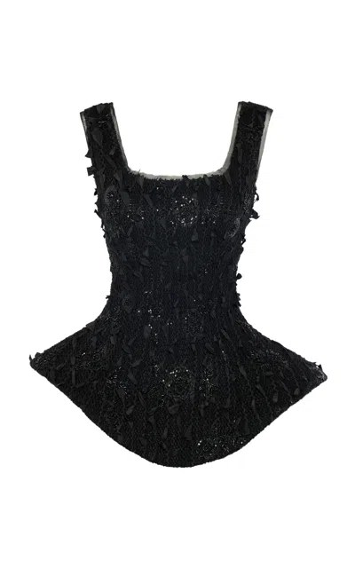 A.w.a.k.e. Silk-blend Basque Ballerina Top In Black