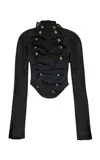 A.w.a.k.e. Silk-blend Bib-front Structured Jacket In Black