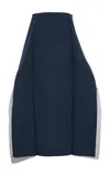 A.w.a.k.e. Silk-wool Structured Panelled Midi Skirt In Blue