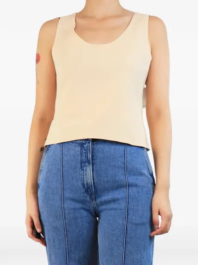 Pre-owned A.w.a.k.e. Sleeveless Crepe Top In Neutral