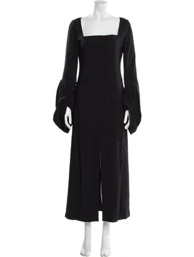Pre-owned A.w.a.k.e. Square Neckline Long Dress In Black