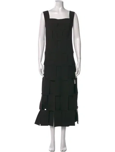 Pre-owned A.w.a.k.e. Square Neckline Long Dress In Black
