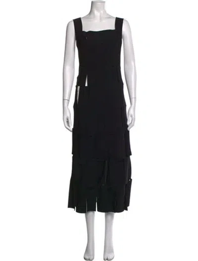 Pre-owned A.w.a.k.e. Square Neckline Long Dress In Black