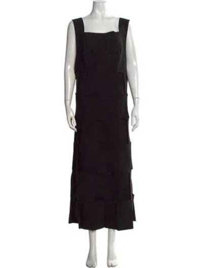 Pre-owned A.w.a.k.e. Square Neckline Long Dress In Black