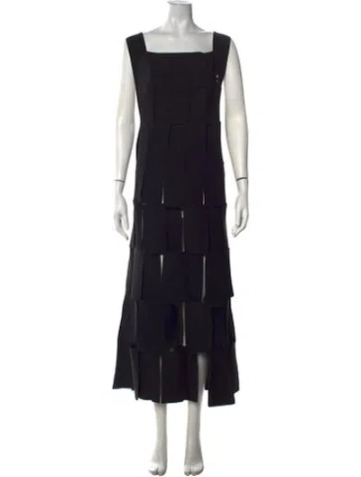 Pre-owned A.w.a.k.e. Square Neckline Long Dress In Black