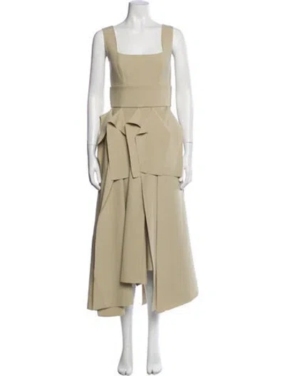 Pre-owned A.w.a.k.e. Square Neckline Long Dress In Neutral